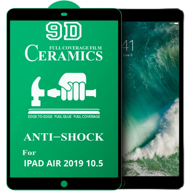 Гнучке скло Ceramic для  iPad Air 3/Pro 10.5  глянцеве з чорною рамкою (м`яка упаковка)-0